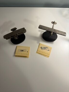 Decorative Metal Airplane Figurines Set - Silver and Black